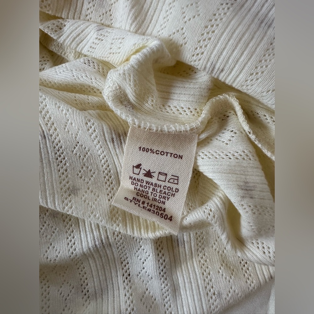 Hem & Thread Cream Pajama Set with⭐️⭐️Pattern - Picture 7 of 7